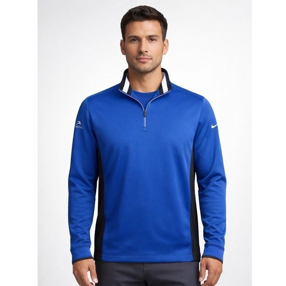 Nike Dri-FIT XL Blue Long Sleeve 1/4 Zip Symetra Logo Embroidery Excellent